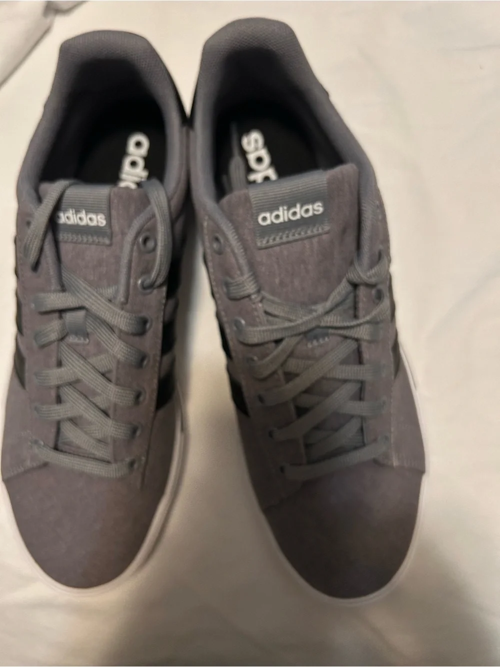 adidas Men's Gray Canvas Sneakers with Black Stripes